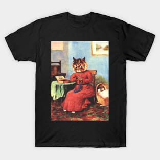 Sewing Cat by Louis Wain T-Shirt